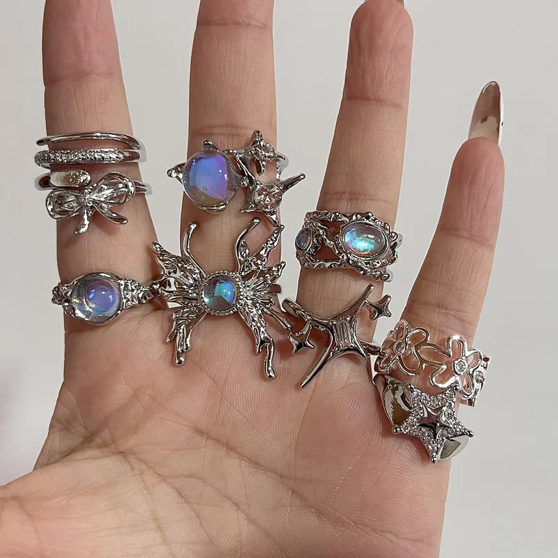 Anillo abierto CZ para mujer, anillo de lujo para fiesta de aniversario de boda, anillo de corazón de amor, joyería, anillos al por mayor