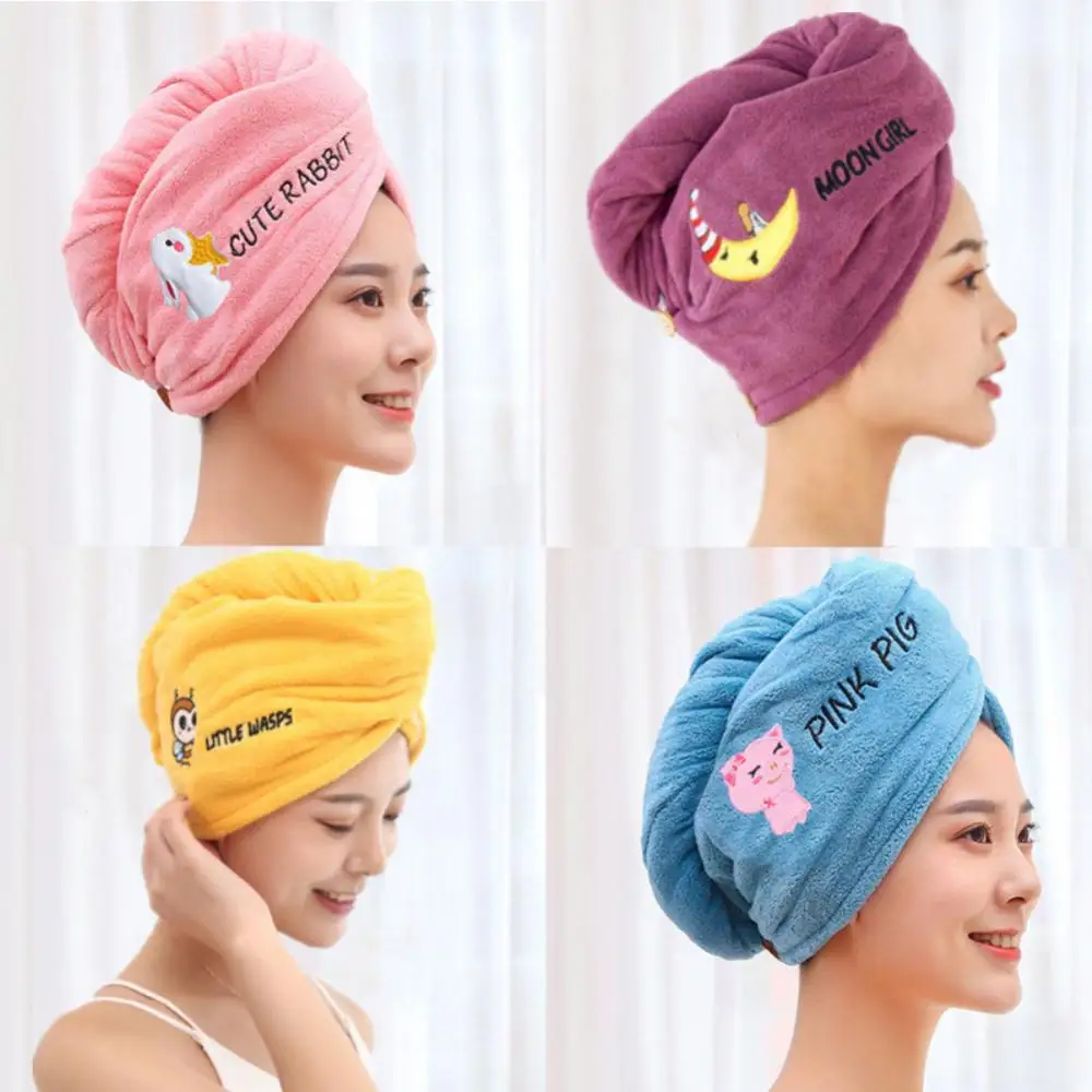 Soft Microfiber Women Dry Hair Towel Super Absorbent Quick Drying Shower Cap For Women Bathroom Hair Turban Twist Head Wrap