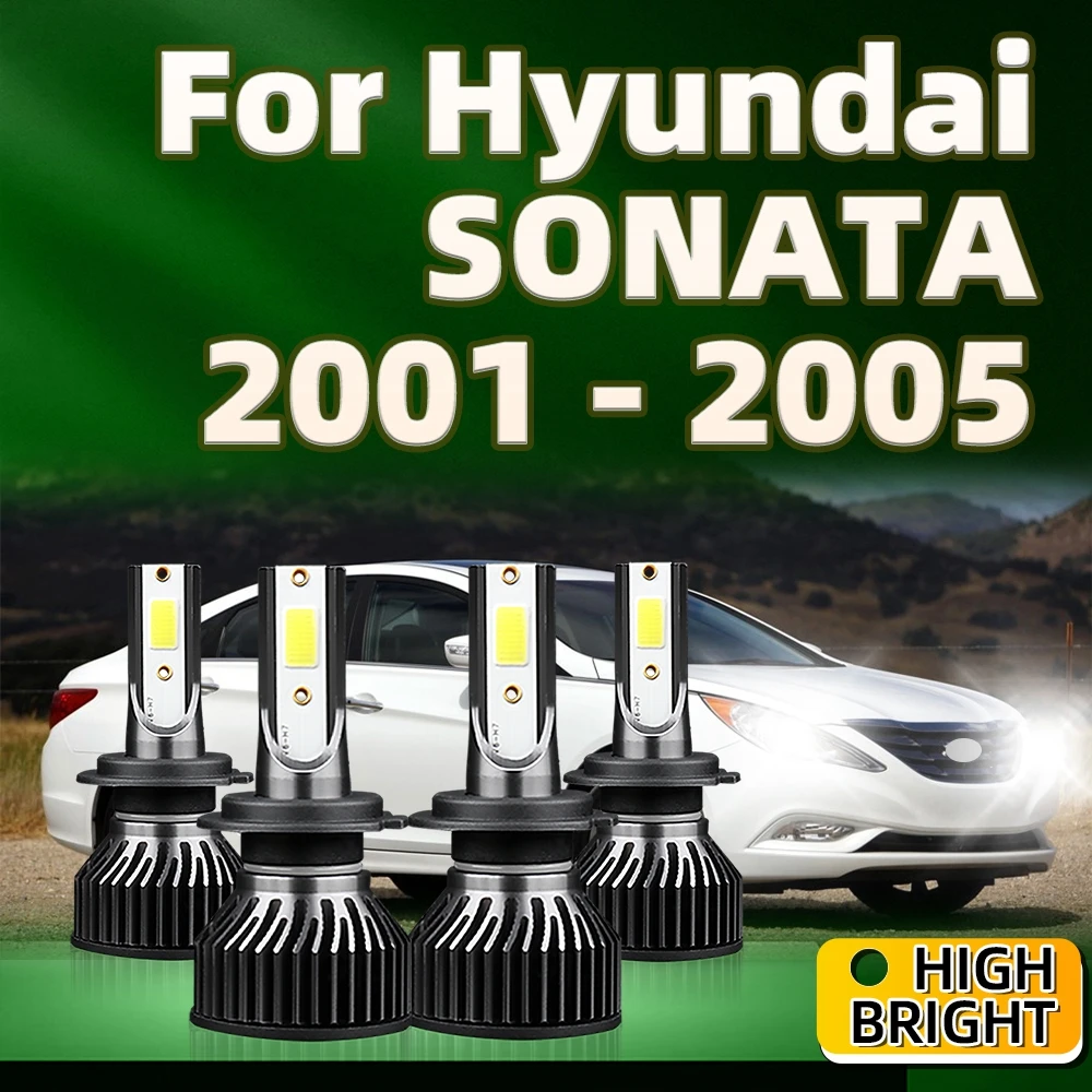 4Pcs LED 30000LM Car Headlight H7 Auto Lights 6000K with Fast Cooling For Hyundai SONATA 2001 2002 2003 2004 2005