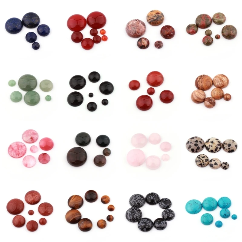 

8.10.12.14mm Natural Stone Beads Coin CAB Cabochon Flatback Dome Undrilled For DIY Pandandt Earring Jewelry Making Craft 5pcs