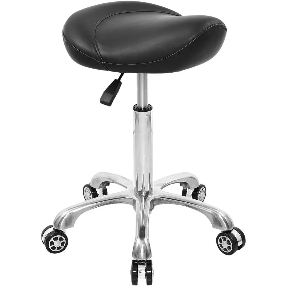 

Free Delivery - Stool Rolling Chair Hydraulic Adjustable with Wheels for Office Home Salon Spa Studio (Black)