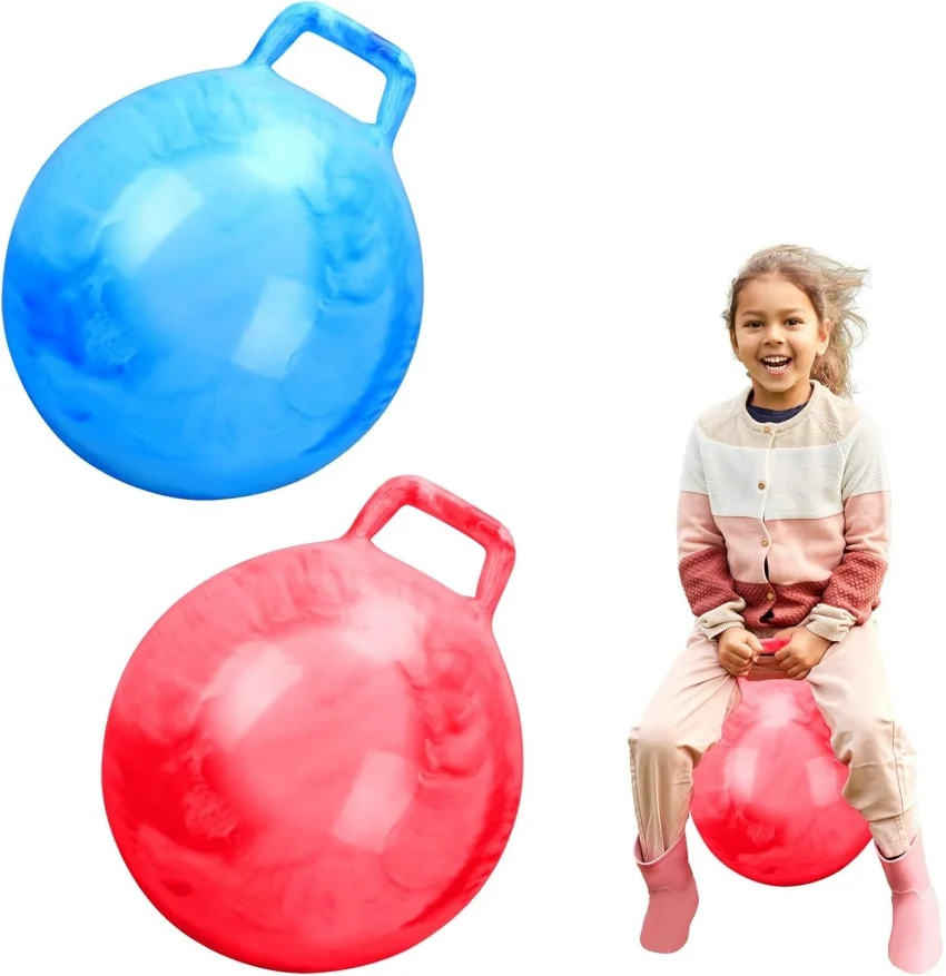 18" Hopper Ball with Handle Bouncing Ball Marble Bouncy Balls Hopping Toys Inflatable Hop Ball Jumping Ball for Boys Girls