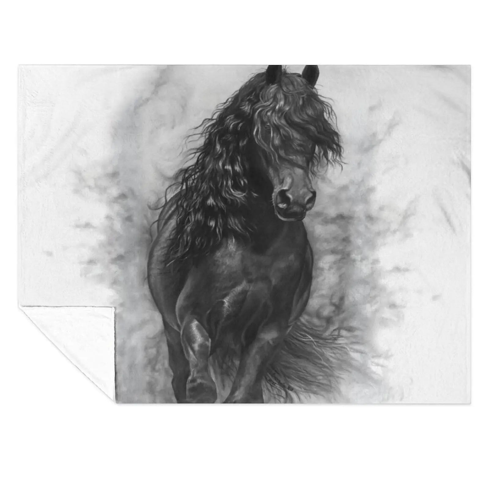 

Black stallion in the mist Throw Blanket Luxury Brand Luxury Thicken Bed linens Furry Blankets