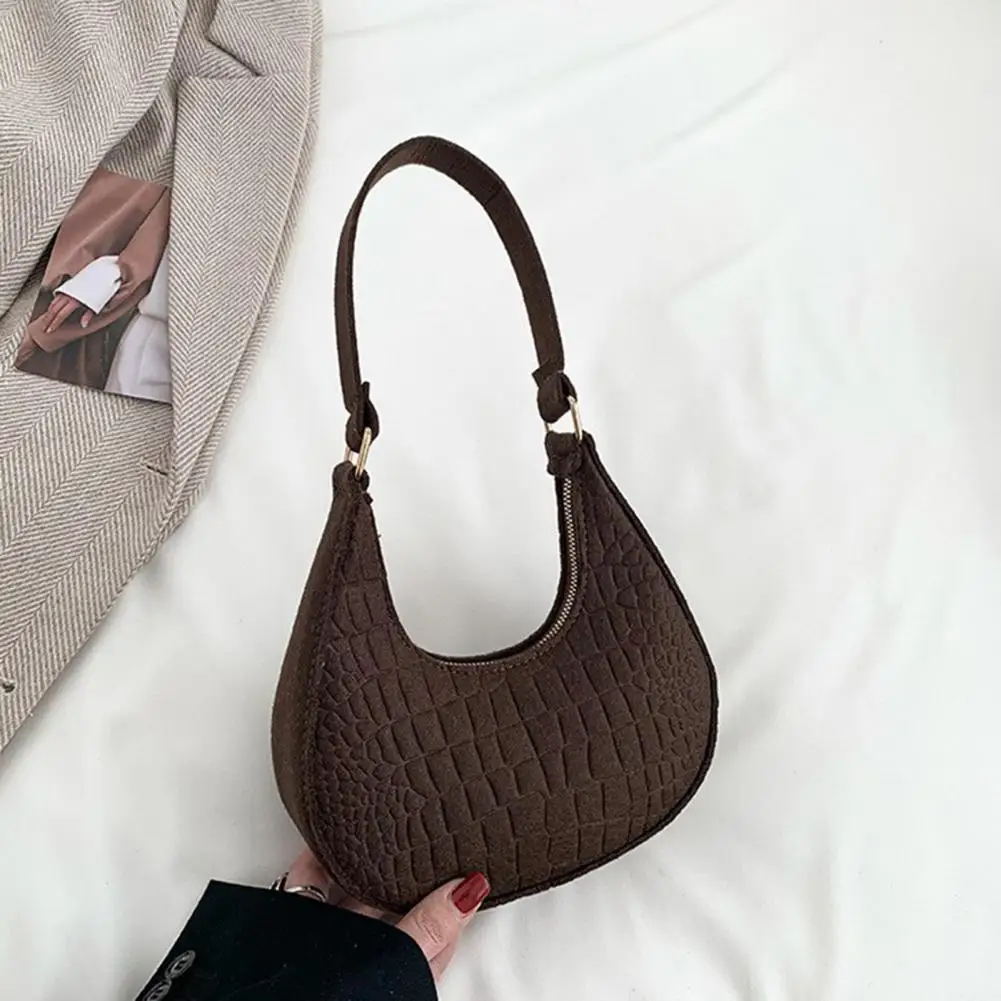 

Solid Color Shoulder Bag Women Felt Shoulder Bag Stylish Women's Felt Shoulder Bags for Daily Outings Travel Retro for Work