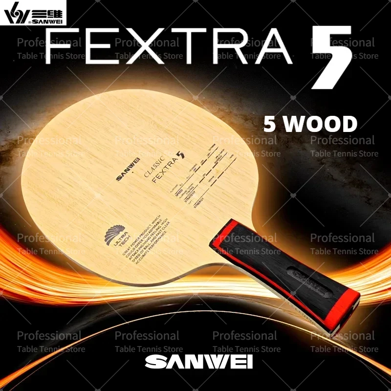 Originale SANWEI FEXTRA 5 Lama da ping pong 5 strati Legno All-around Ultra Tech SANWEI Ping Pong Racchetta Bat Paddle Sanwei Racchette