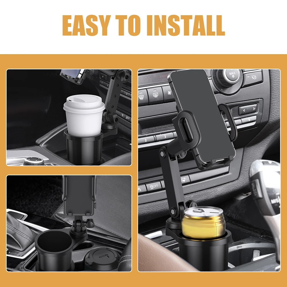 

Car Cup Phone Mount Black Stable Construction Versatile Cup Holder Cell Phone Stand for Car Vehicle Accessories Drink Holder