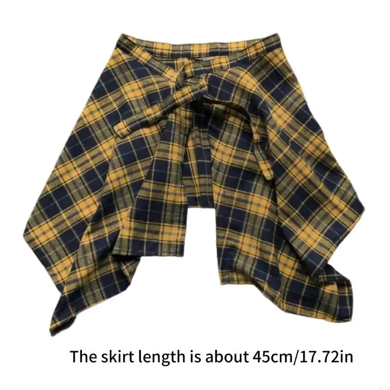 

2025 New Checkered Shirt Extenders Fashion Layering Fake Top Lower Shirt Mini Skirt Half Length Skirt Underskirts Women