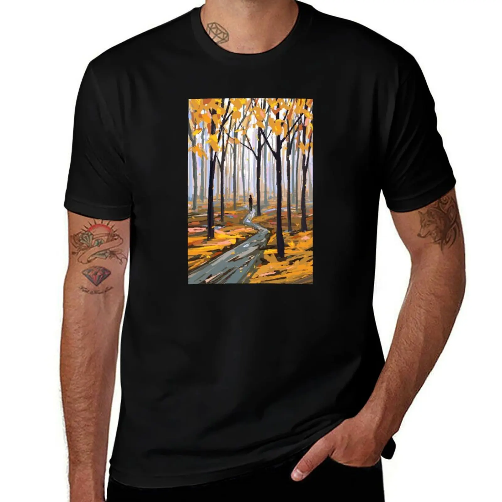 

Autumn blues T-Shirt blacks quick-drying rapper graphic tees fitted t shirts for men