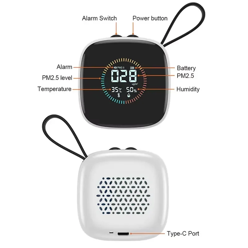 For Mini Compact PM2.5 Air Quality for Indoor Dust Particulate Monitoring with Real-Time LCD Display and Portable