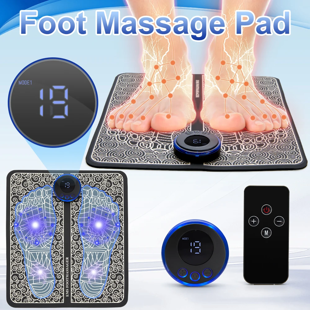 Electric EMS Foot Massager Pad Relief Pain Relax Feet Acupoints Massage Mat Shock Muscle Stimulation Improve Blood Circulation