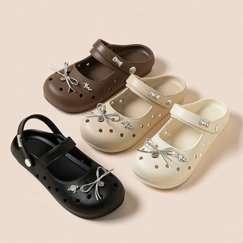 Mary Jane Clogs Women EVA Clogs Platform Garden Shoes Summer Outdoor Hollow Out Sandals Breathable Beach Slippers Sweet Style