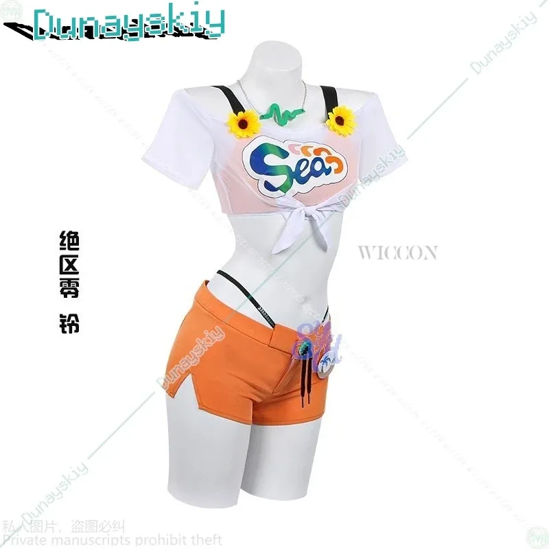 

CyGame Zenless Zone Zero Косплей Белль Костюм Летние новые наряды Укороченный топ Сексуальные купальники Оранжевое бикини Jirai Kei Девушки Хэллоуин