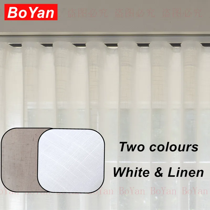 Waves S Folds Cream White Linen Like Sheer Window Curtains for Living Room Tulle Flax Voile Kitchen Ripple Drapes Bedroom