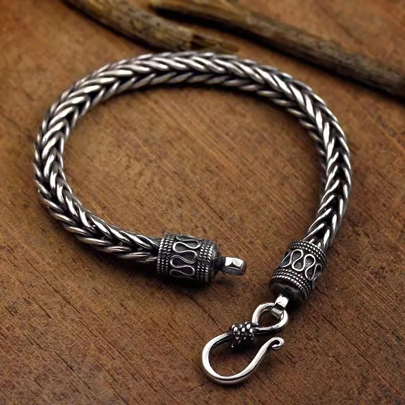 

925 Sterling Silver Bracelet Retro Men Classics for Man Woman Fine Jewelry Wedding Noble Chain Party Christmas Gifts Party