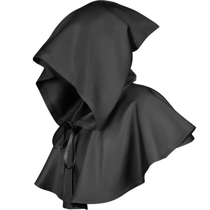 

Halloween Cosplay Cloak - Medieval Black Hooded Cape for Men, Gothic Death Costume, Vampire Witch Robe