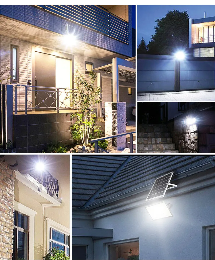 Solar Outdoor Waterproof Reflector Flood Light with Remote Control Emitting Diode