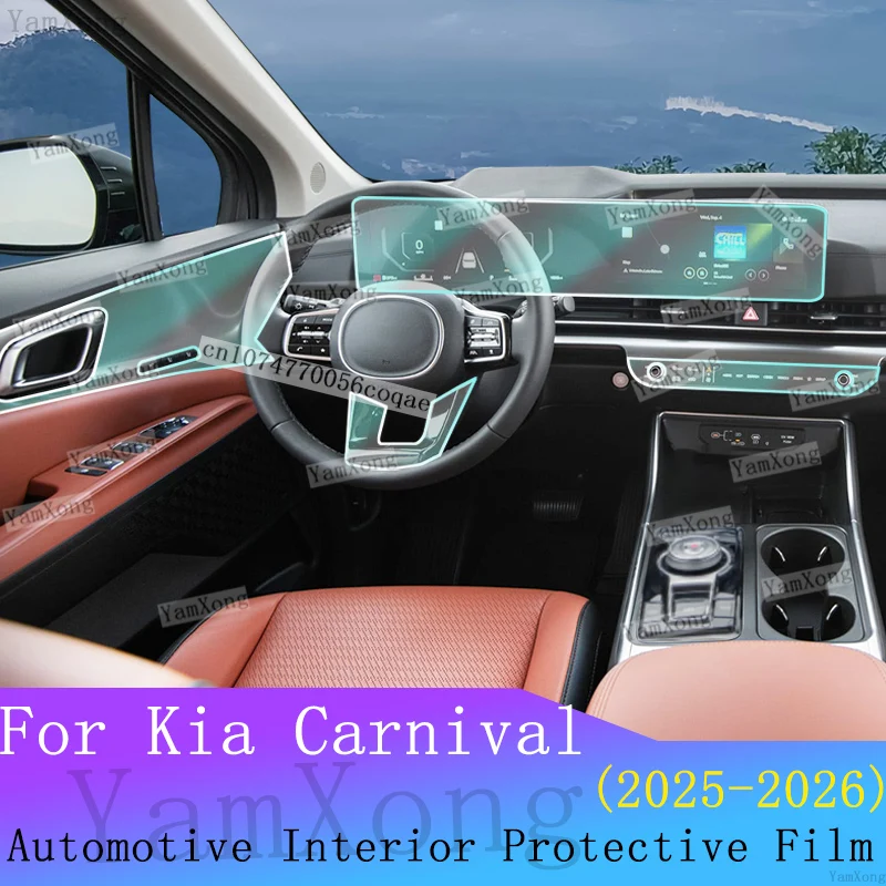 For Kia Carnival Car interior Kit scratch Film Navigation Dashboard screen Protection Sticker Door Panel Transparent Cover Film