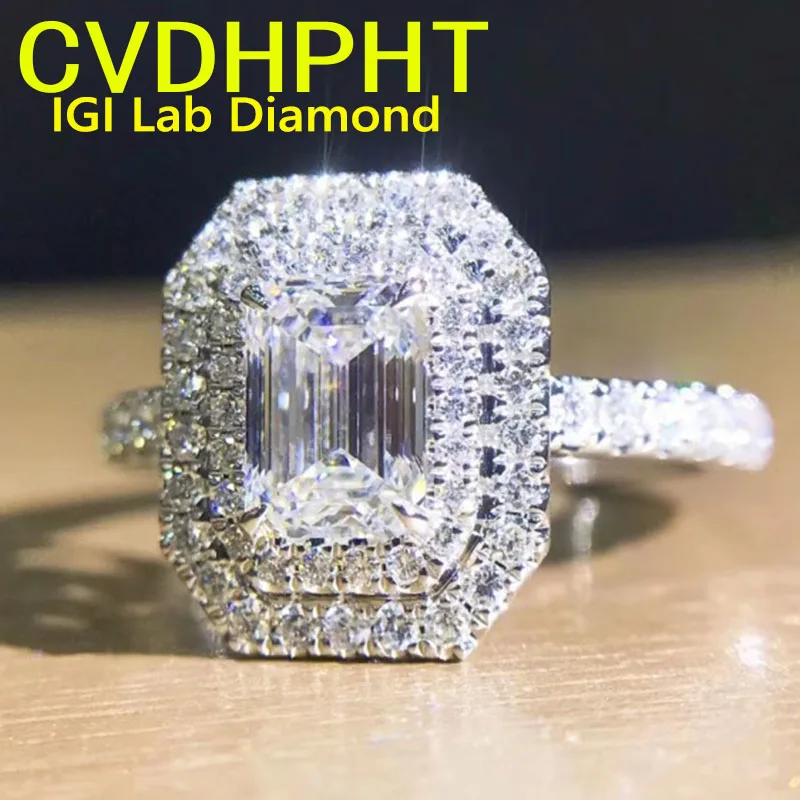 

5 Carat IGI Lab Grown Diamond Ring Emerald shape D VS1 Real 14K White Gold Ring Diamond wedding Engagement ring ﻿ ﻿