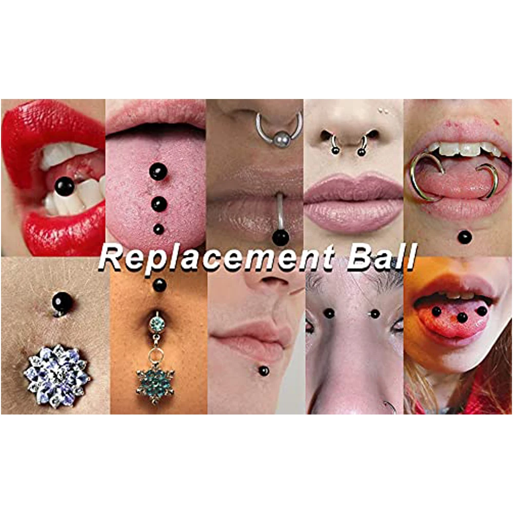 WKOUD 10PCS Stainless Steel Screw Replacement Piercing Ball Lot Labret Eyebrow Piercing Ball Bulk Jewelry Accessories Labret