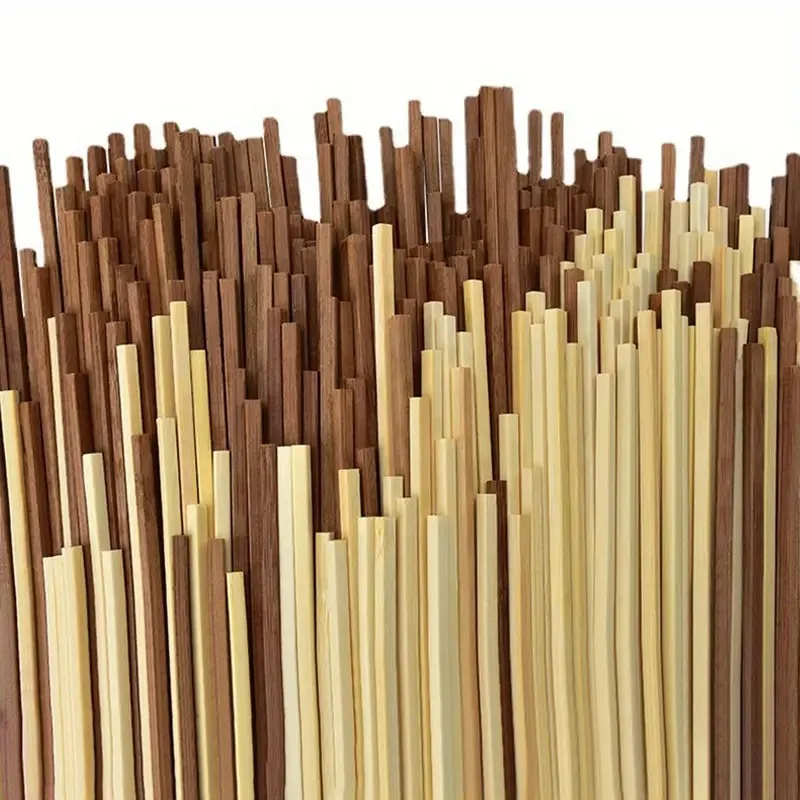 [Conjunto de construção diy de bambu] 100 peças conjunto de combinação de vara de bambu-5*5*300mm/0.2*0.2*11.81 polegadas mix diy modelo de construção material de madeira