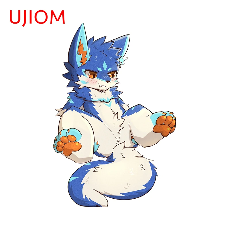 UJIOM 13cm X 8.7cm Cute Furry Wolf Wall Stickers Amazing Creative Kids Room Wallpapers Decals Cartoon Animals Room Decor