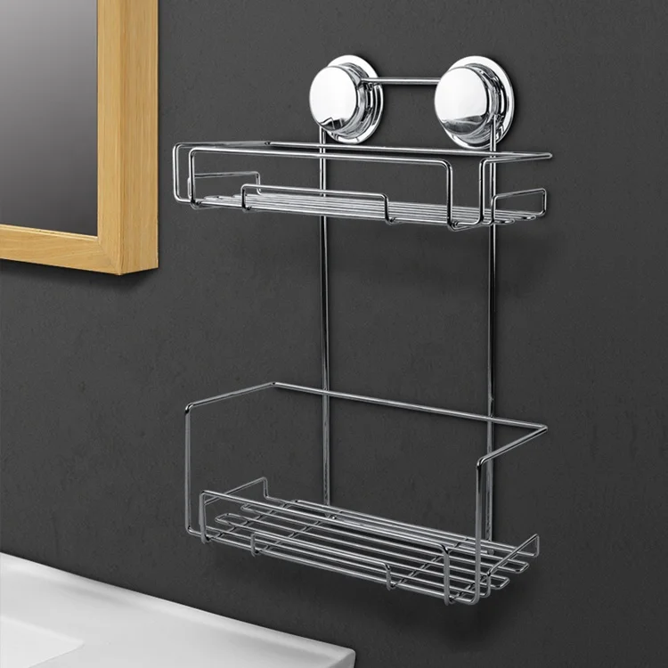 

Suction cup no drilling wall mount shower caddy wire rack bathroom accessories bathroom shelf organizer kitchen storage rack