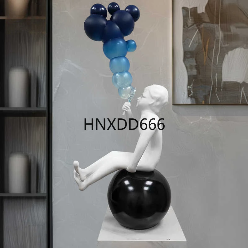 

Modern abstract bubble blowing figure floor ornament