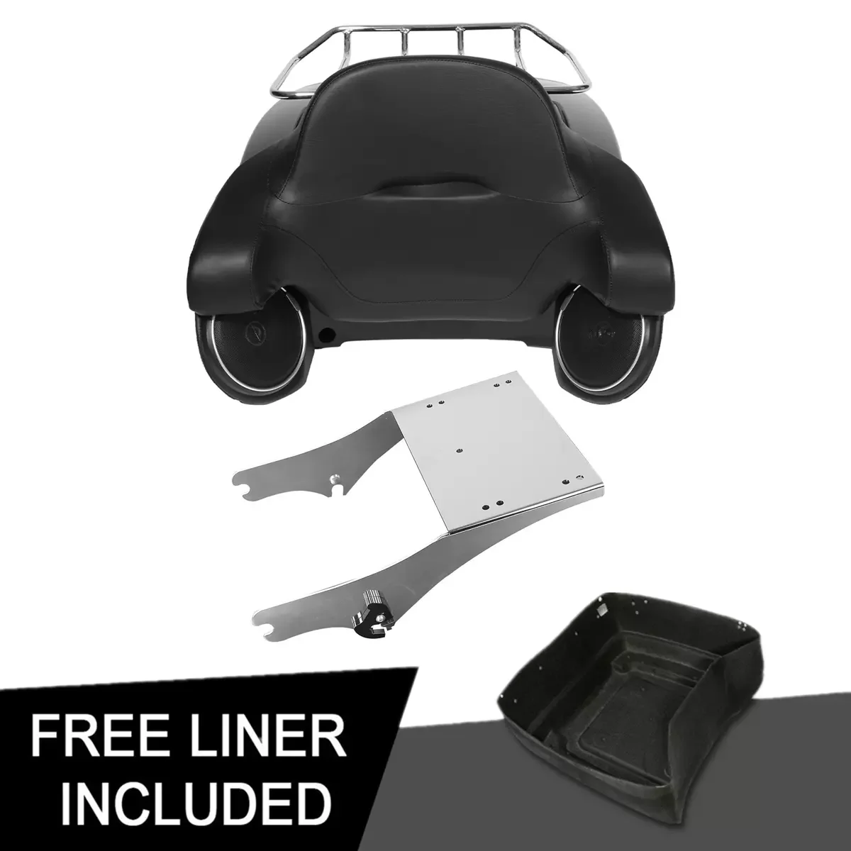 Motorcycle King Trunk Backrest Rack Speakers For Harley Touring Road Glide Street Glide 1997-2008