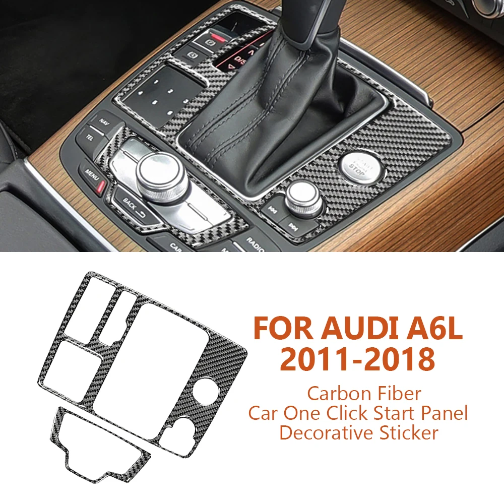 

For Audi A6-C7 A6L 2011-2018 Carbon Fiber Car One Click Start Central Control Panel Decorative Sticker Auto Interior Accessories