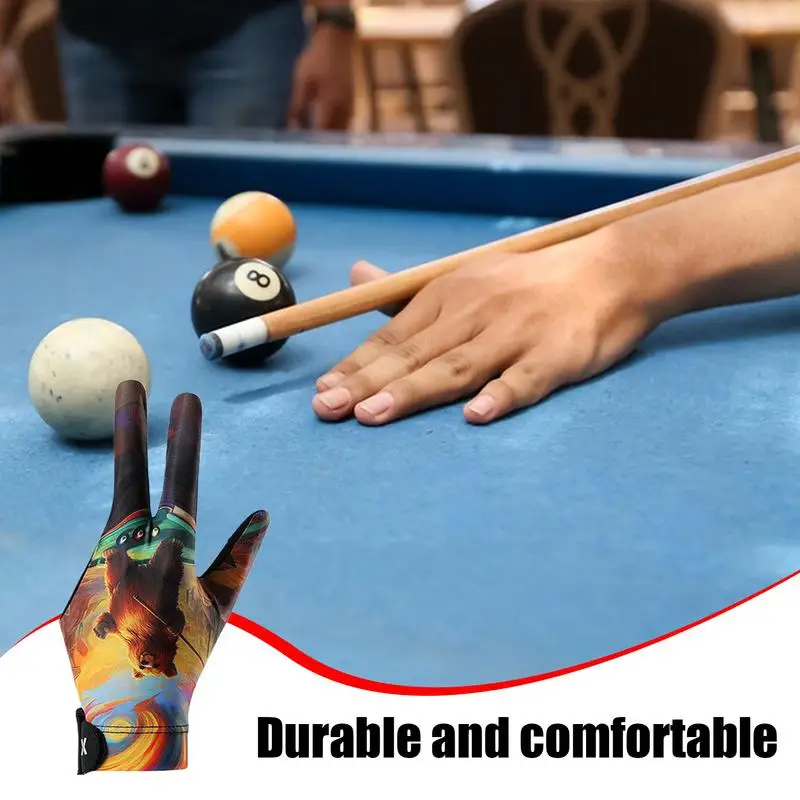 Billiard Pool Gloves 3 Finger Pool Mittens Elastic Adjustable Billiard  3 Finger Pool Cue Glove for Men & Women