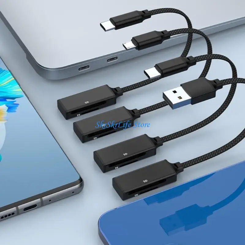 

E65E 2 in 1 Memory Card Reader USB Type C Micro USB External Card Reader TFSD