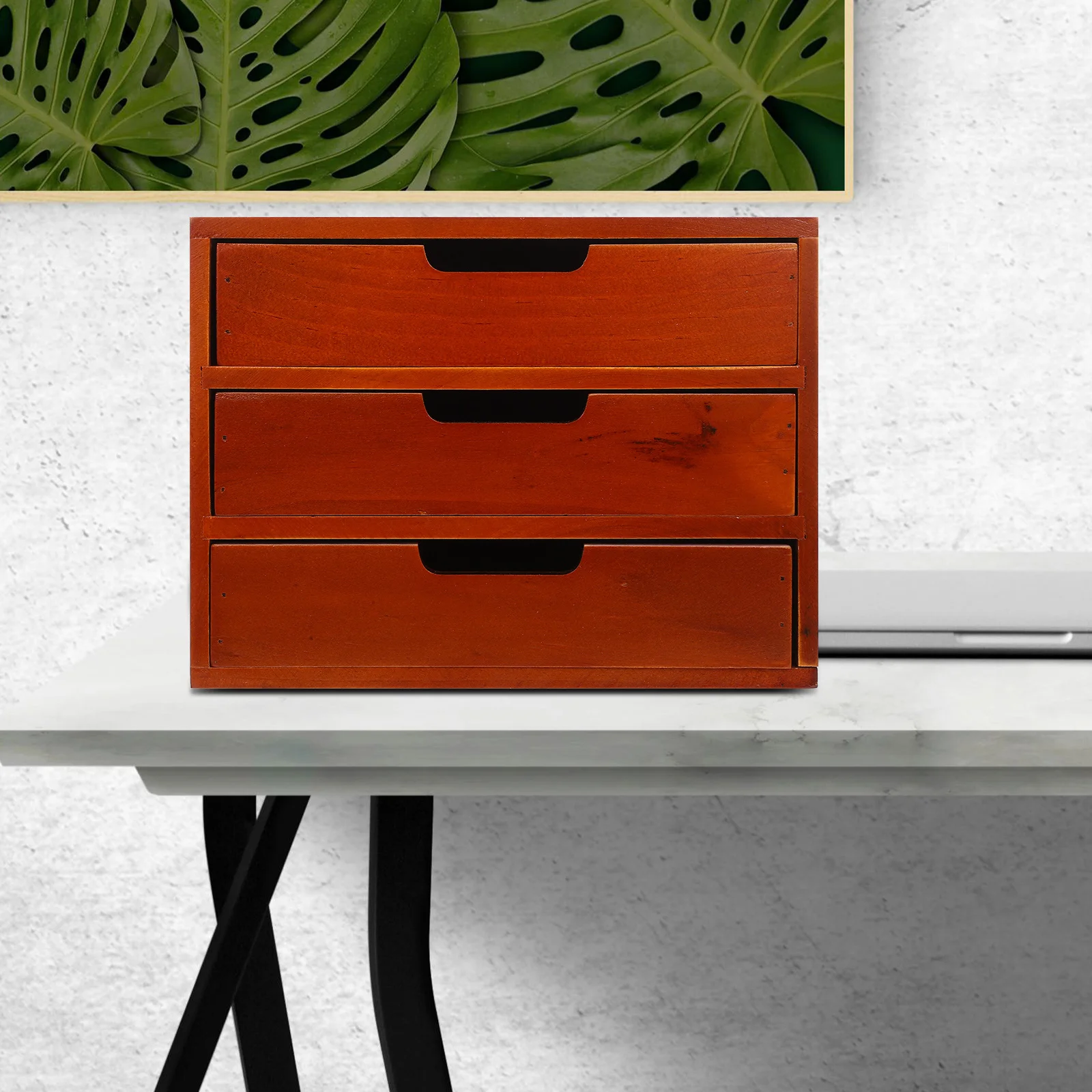 Desktop Organizer with Drawers 3 Tier Wood Storage Box for Office Supplies Jewelry Stationary Organizer Desk Storage Solution