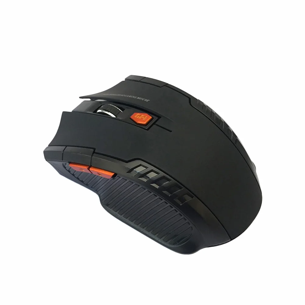 Rato ótico sem fios para jogos, 2,4 GHz, cor preta, 6 botões, recetor USB, DPI ajustável, design ergonómico, alcance de 10 metros.