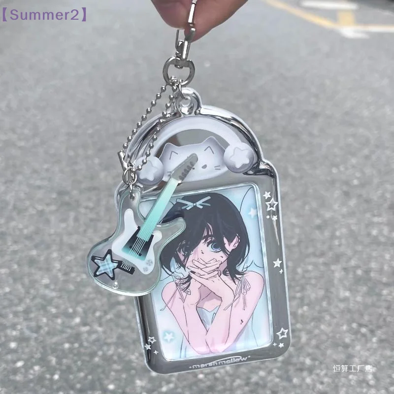 【Xia2】Kawaii Cartoon Cat Rabbit 3 Inch Photocard Holder Keychain Bag Pendant Photo Frame Picture Display Stand ID Badge Holder view 5