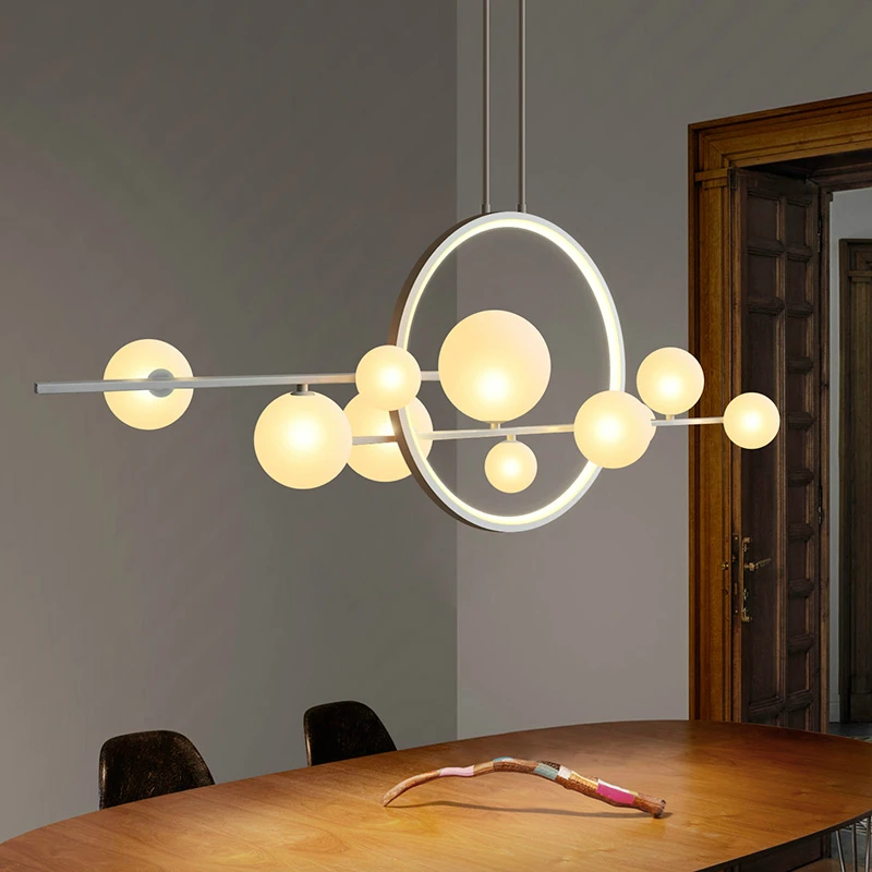 Imagem -02 - Led Glass Bubble Chandelier Nordic Dining Room Lamp Iluminação do Restaurante Decoração de Casa Decoração de Cozinha Moderno Novidade