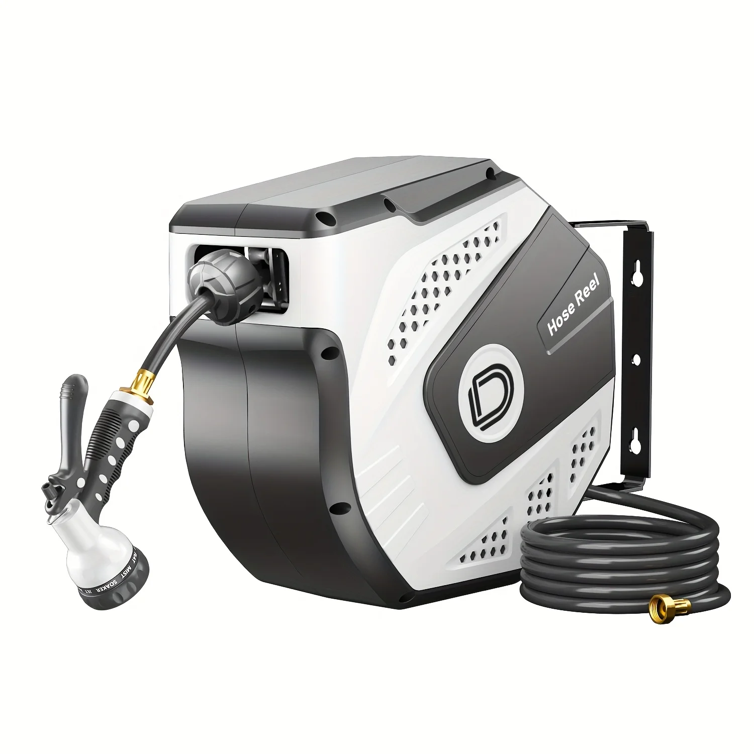 

1pc Retractable Garden Hose Reel, 1/2" X 40Ft/70Ft Hose Reels for Outside, 9-Function Sprayer Nozzle, Automatic Rewind, Lock at Any Length, And Slow Return System for Home, Garden Watering