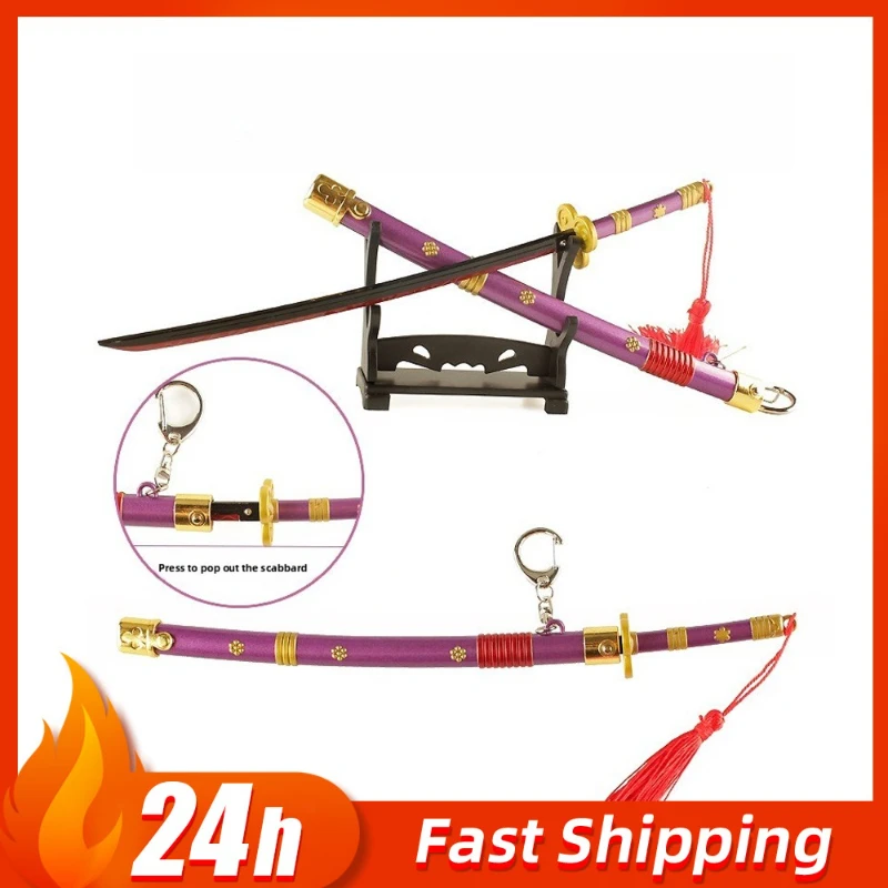 22 سنتيمتر/8.66in اليابانية كاتانا رورونوا زورو كذاب أنيمي الطرفية سيف ساموراي مع غمد Sansaburu سنو المشي لعبة مجسمة معدنية