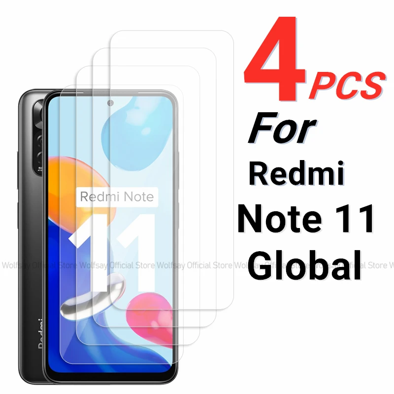 2/4PCS Screen Protector For Xiaomi Redmi Note 11 Tempered Glass Xiaomi Redmi Note 11 Full Glue Phone Glass Xiaomi Redmi Note 11