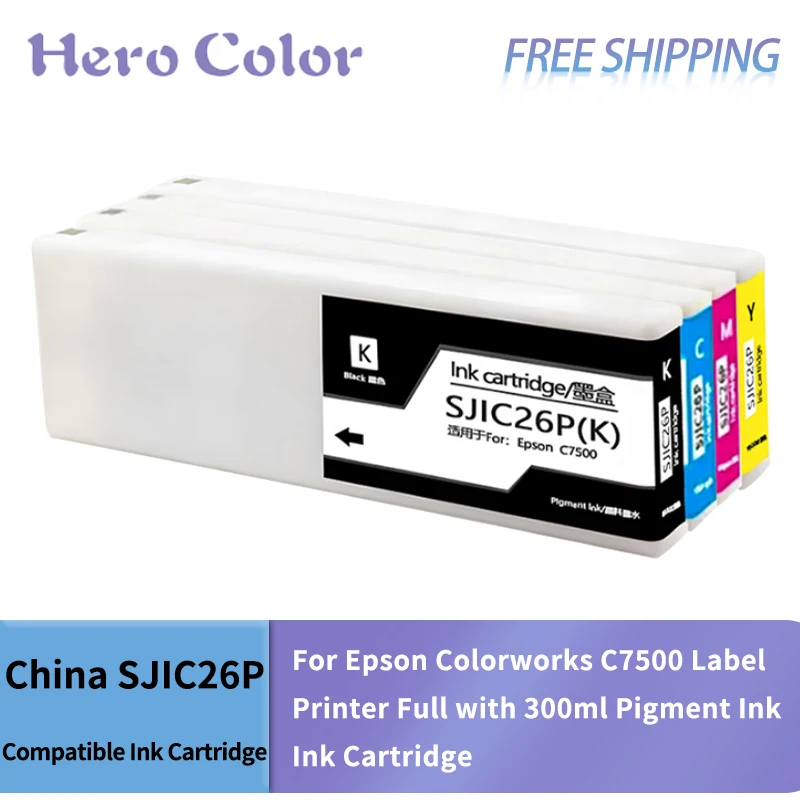 

Китайский совместимый с SJIC26P Epson TM-C7500 чернильный картридж для Epson Colorworks C7500, принтер для этикеток с пигментными чернилами 300 мл