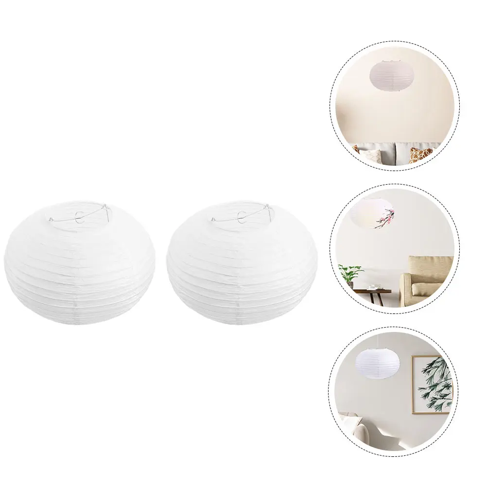 

2Pcs Paper Lantern Shade D30cm H20cm Safe Material Soft Light Bedroom Decor Iron Craft Lamp Cover Home Accessory