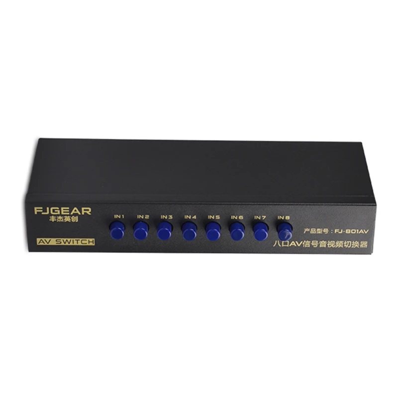 8-Way AV Switch RCA Switcher 8 in 1 out Composite Video L/R Selector Box for DVD