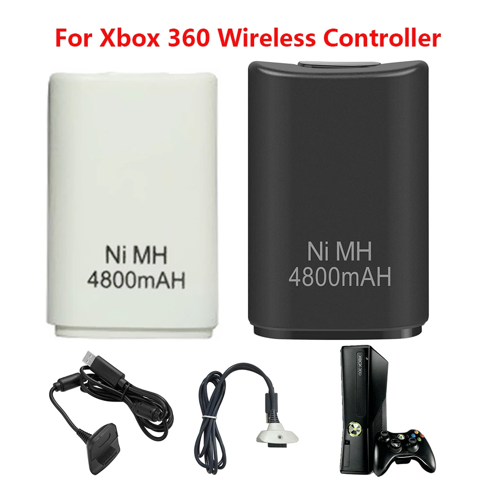 

2pcs 4800mah Rechargeable Battery Pack For Xbox 360 Wireless Controller with Charger Cable Dock For Xbox 360 Wireless Controller