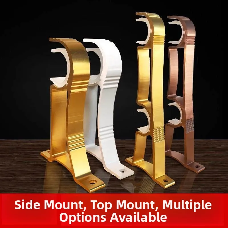 Thickened Base Bracket Holder Rod Single Double Hook Top Wall Mounted Aluminum Alloy Curtain Roman Pole Accessories