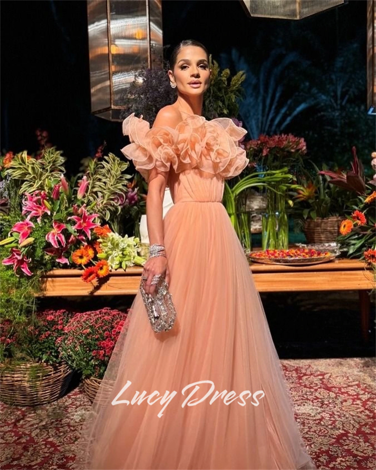 

Lucy Customized Evening Dresses Woman Elegant Party Dresses 2025 Woman Cocktail Dress Special Occasion Dress Flower Decoration