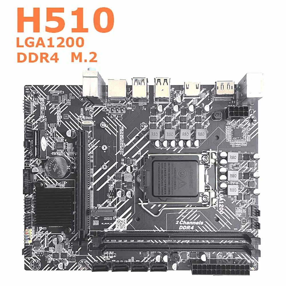 H510 Motherboard+SATA Cable+Baffle+Thermal Pad LGA1200 DDR4 Gigabit LAN PCIE 16X for I3 I5 I7 10/11Th Series