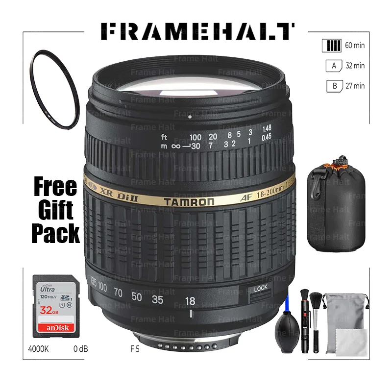 Lente Tamron AF 18-200mm F3.5-6.3 XR Di II LD (A14) para Canon Nikon