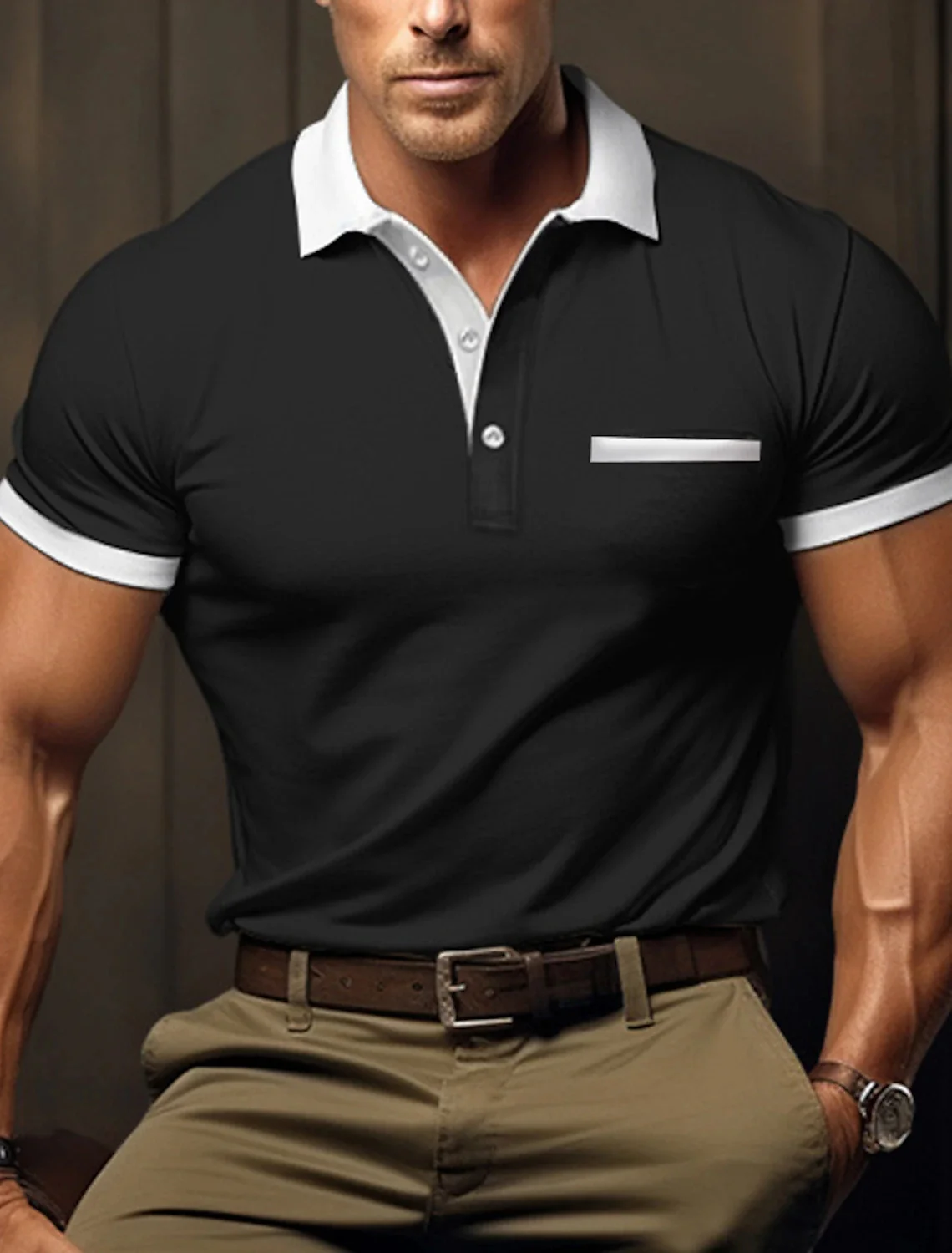 2024Men\'s New T-shirt Classic Short sleeved Polo Shirt Mens Fashion Solid Short Sleeved Polo Shirt Summer Breathable Comfortable