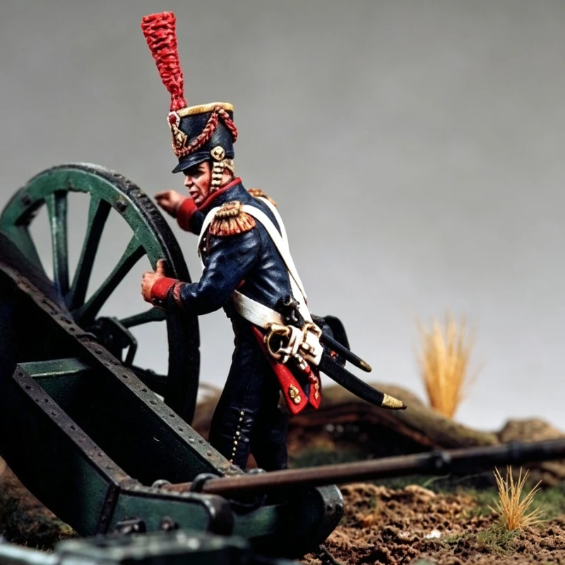 1/32 Scale 54mm DieCast Resin Figure Model Kit French Guard Artillery Officer Miniature Toy (No Artillery) Unassembled Unpainted