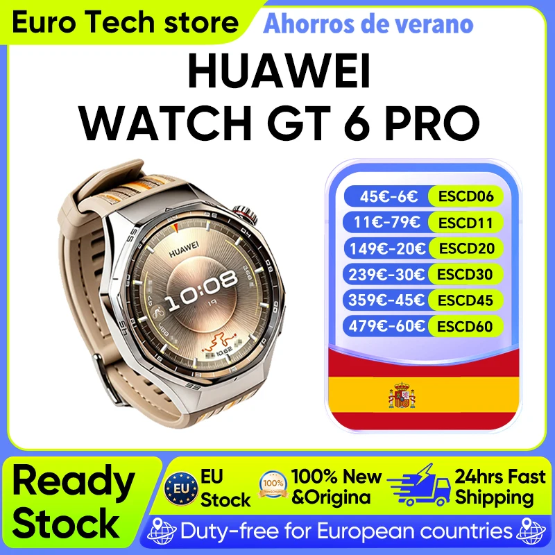 Reloj Inteligente HUAWEI Watch GT 6 Pro de 46 mm con GPS, Pantalla Táctil AMOLED de 1.47'', Ciclismo de Nivel Profesional, hasta 21 Días de Autonomía