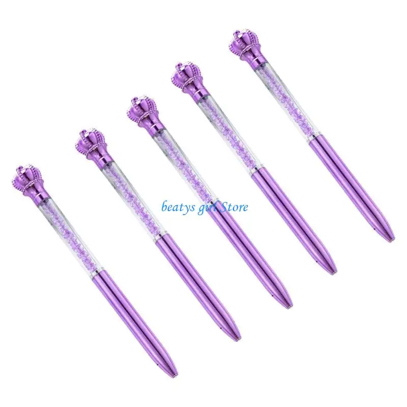 C7AB 5 Pcs Oil Pen Writing Pen Crown Ballpoint Pen 1.0mm Decorative Pen Writing Pen